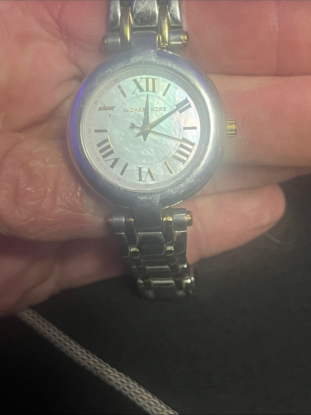 Michael Kors Two-Tone Silver and Gold Women's Watch with Mother-of-Pearl Dial